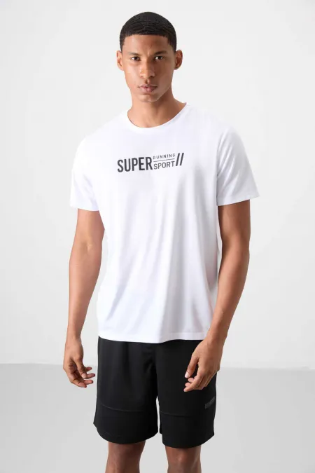 Tommylife Toptan O Yaka Standart Kalıp Aktif Spor Erkek T-Shirt 88385 Beyaz