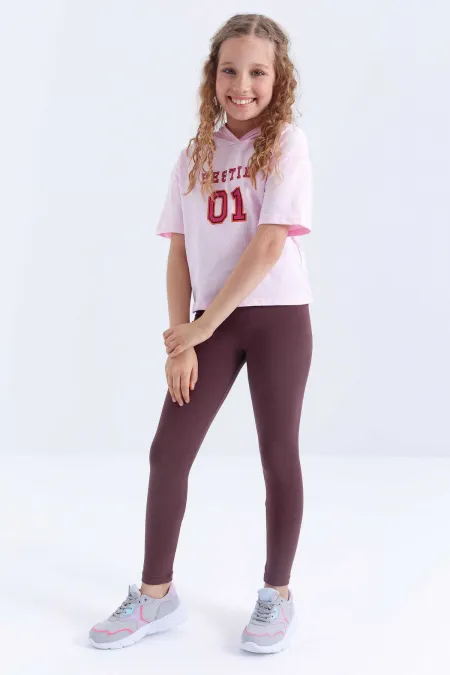 Leggings marron taille haute et jambes skinny pour filles Tommylife (vente en gros) - 75047