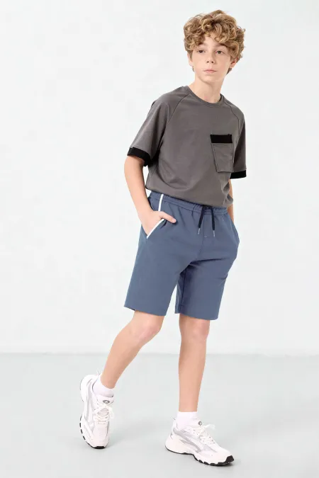 Tommlife Wholesale Petrol Standard Fit Lace-Up Boy Shorts - 11284