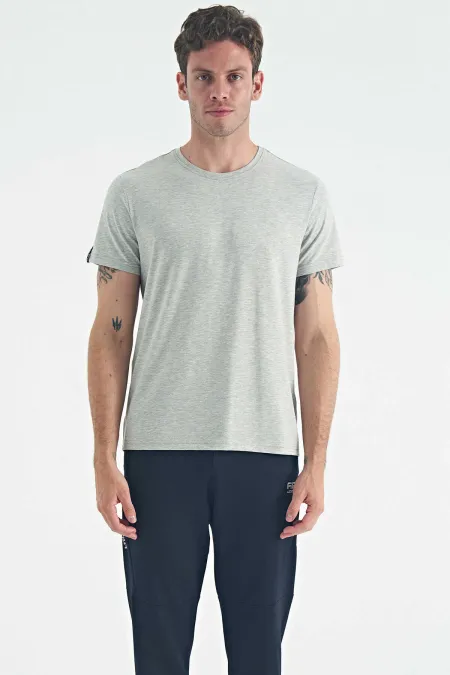 Tommylife Wholesale Calvin Klein Crew Neck Standard Fit Basic Men's T-Shirt 88245 Grey Melange