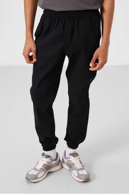 Pantalon chino extensible léger tissé coupe standard Tommylife Wholesale pour homme 82176 Noir