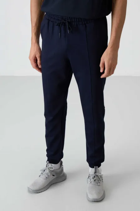 Tommylife Toptan Comfort Fit Nakışlı Erkek Jogger Eşofman Alt 82123 İndigo