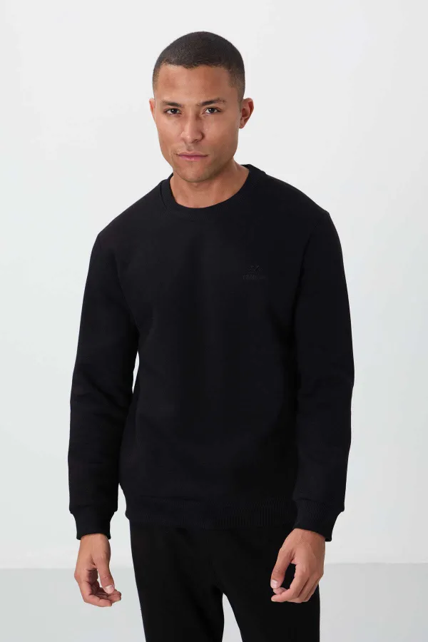 Tommylife Toptan Rahat Kalıp Basic Erkek Eşofman Takım 85265 Siyah