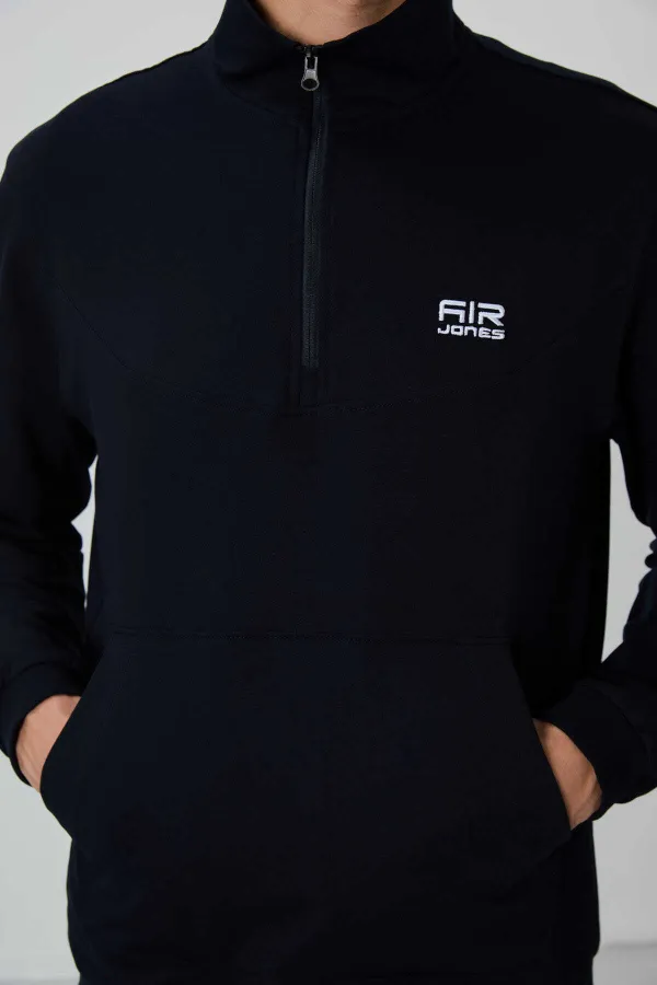 Tommylife Toptan Herbert Standart Kalıp Dik Yaka Erkek Eşofman Takım 85233 Lacivert