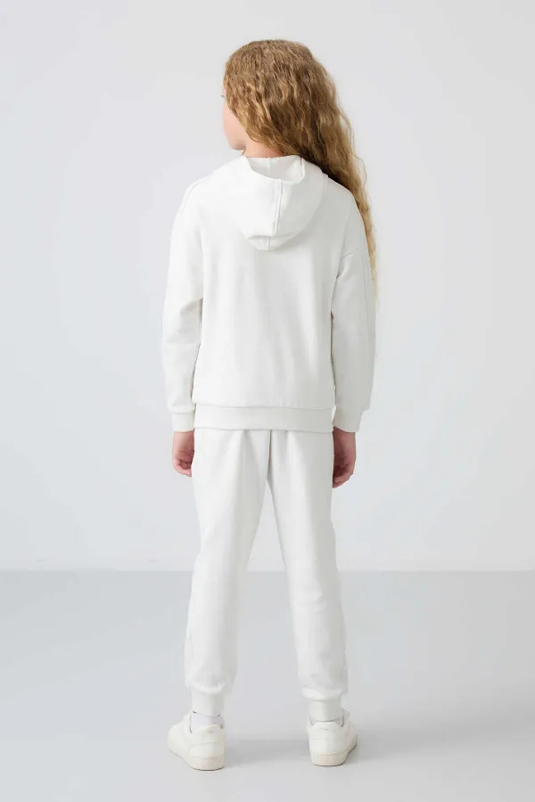 Ensemble de survêtement à capuche coupe standard pour filles de 3 à 9 ans Tommylife Wholesale 75148 Écru