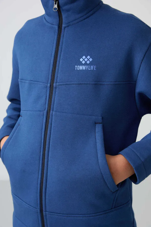 Tommylife Toptan Garson Boy Dik Yaka Standart Kalıp Basic Erkek Çocuk Sweatshirt 11245 Parlament