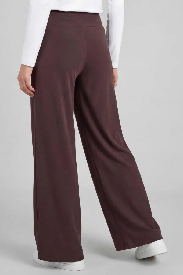 Tommylife Wholesale Brown Comfort Fit Wide Leg Corset Palazzo Women's Trousers - 94681 Tommylife Wholesale Brown Comfort Fit Wide Leg Corset Palazzo Women's Trousers - 94681