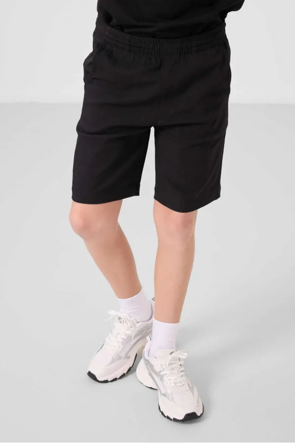 Ensemble short chino garçon Tommylife Wholesale en coton léger et extensible, coupe oversize, noir, réf. 11277