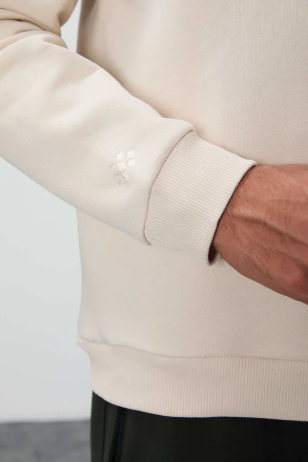 Sweat-shirt basique pour homme Tommylife Wholesale, col rond, coupe décontractée, couleur beige, référence 88418