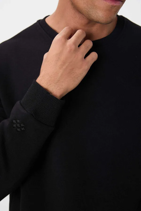 Sweat-shirt basique Tommylife Wholesale à col rond et coupe décontractée pour homme, référence 88418, noir