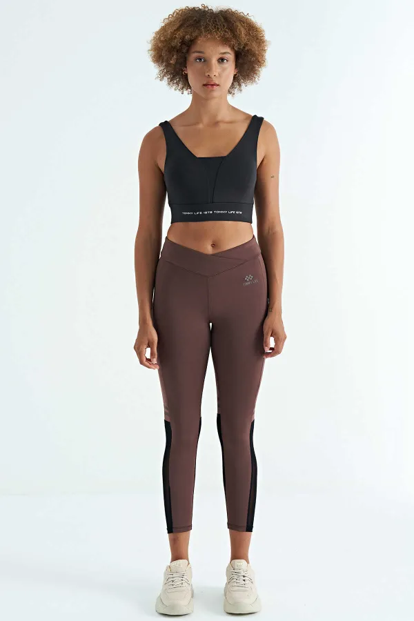 Bustier Tommylife pour femme, imprimé texte noir, color block, coupe slim, tissu scuba - 97271