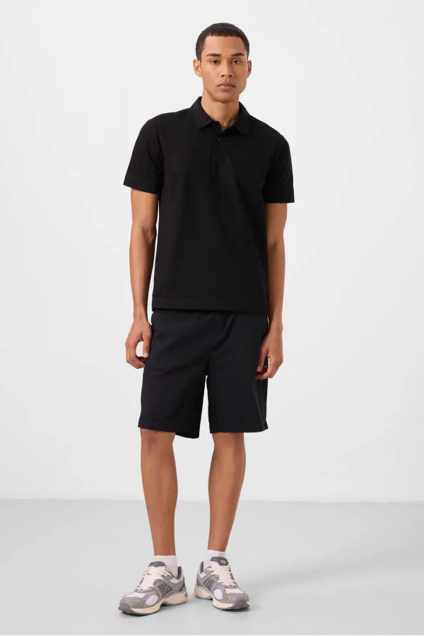 Short chino extensible léger, coupe standard, tissé, Tommylife Wholesale, noir, référence 81293