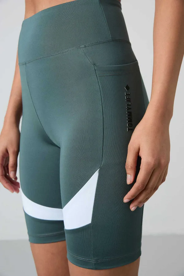 Leggings motardes taille haute Tommylife pour femmes, vert forêt, référence 91012 (vente en gros)