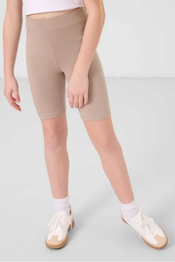 Leggings basiques Tommylife en coton, coupe standard, jambes courtes, pour filles, réf. 75188, beige foncé