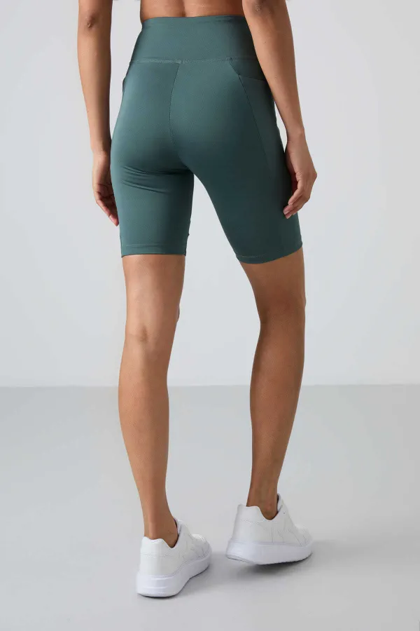 Leggings motardes taille haute Tommylife pour femmes, vert forêt, référence 91012 (vente en gros)