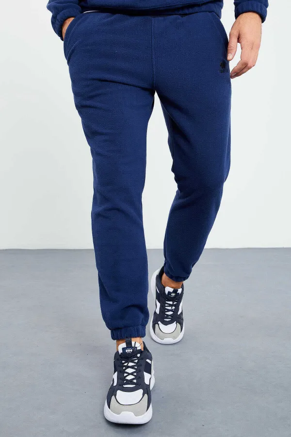 Tommylife Toptan Standart Kalıp Yarım Fermuar Polar Erkek Eşofman Takımı 85159 İndigo