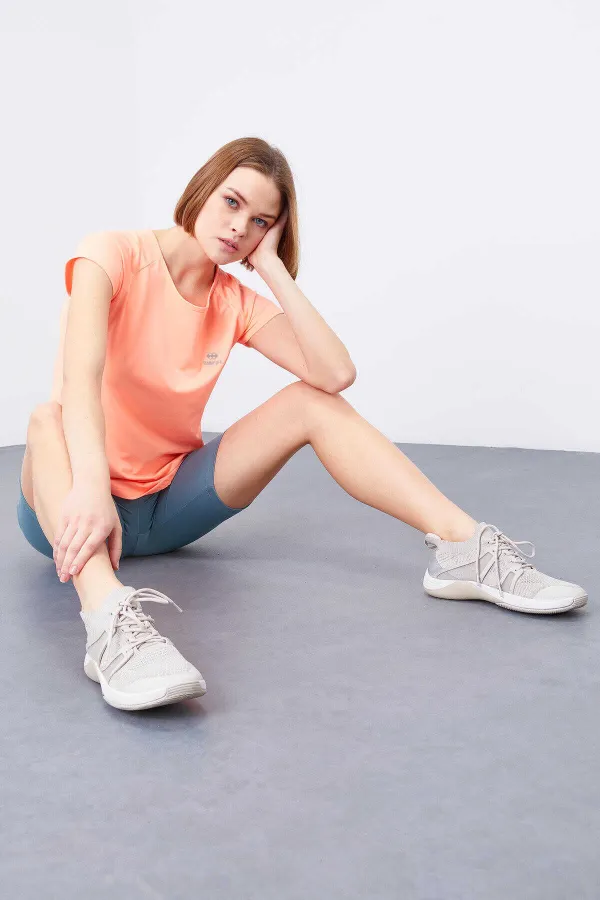 T-shirt femme Tommylife Wholesale Coral Back Window Short Sleeve Standard Fit Crew Neck - 97101