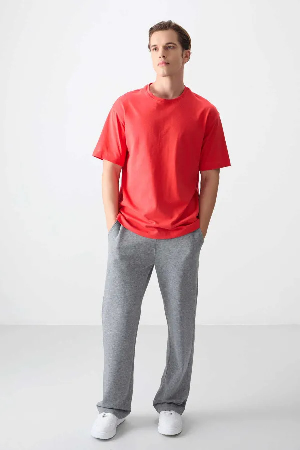 Tommylife Toptan O Yaka Oversize Basic Erkek T-Shirt 88353 Fiesta