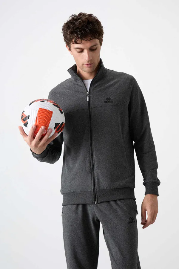 Survêtement zippé confortable Tommylife pour homme, vente en gros, 85072, anthracite chiné