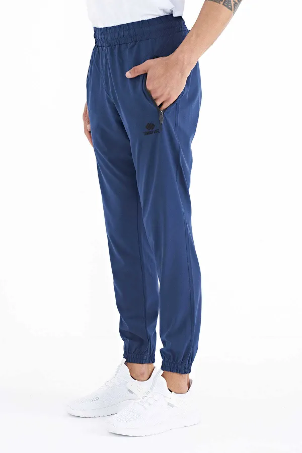 Tommylife Toptan İndigo Erkek Basic Cepli Bağcıklı Rahat Form Lastik Paça Eşofman Altı - 84826