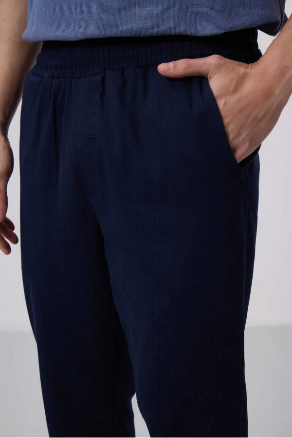 Tommylife Toptan Standart Fit Dokuma Hafif Esnek Chino Pantolon 82175 Lacivert