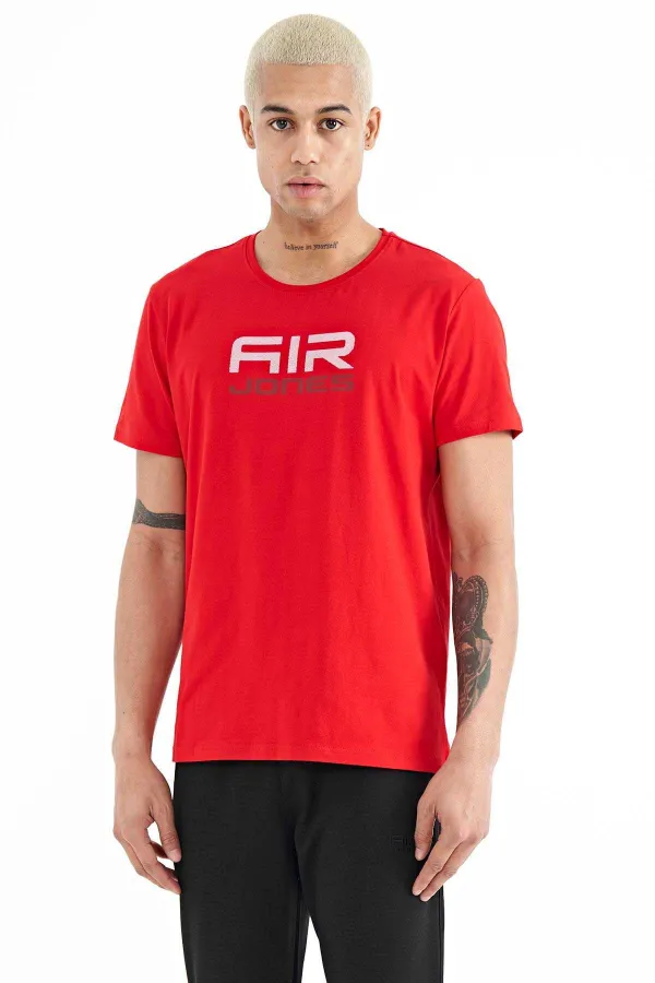 Tommylife Wholesale Liam Crew Neck Standard Fit Printed Men's T-Shirt 88207 Red