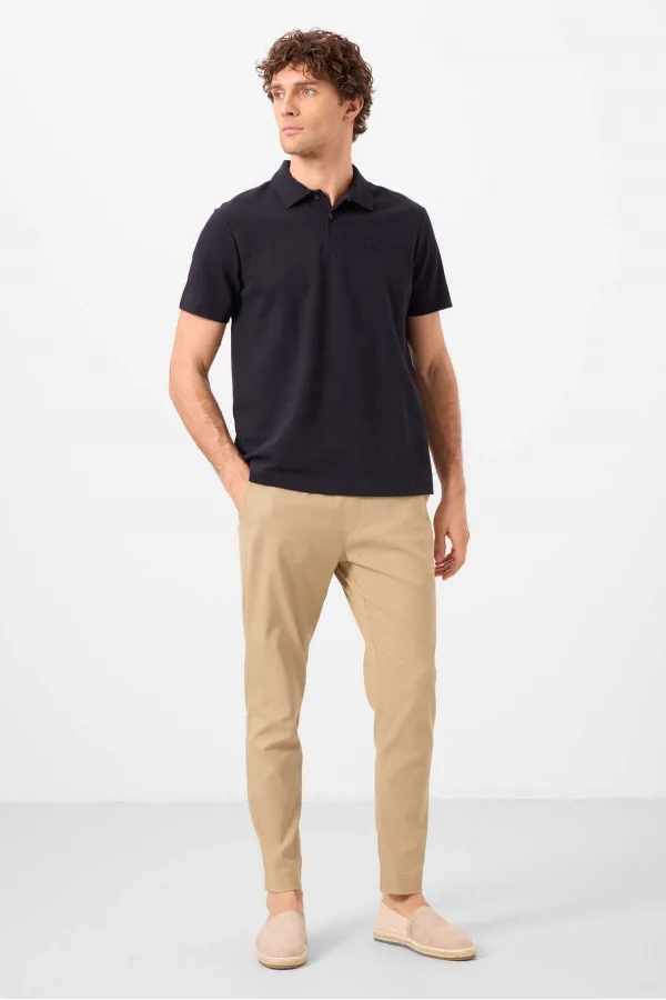Pantalon chino extensible léger, coupe standard, tissé, Tommylife Wholesale, beige foncé, référence 82177