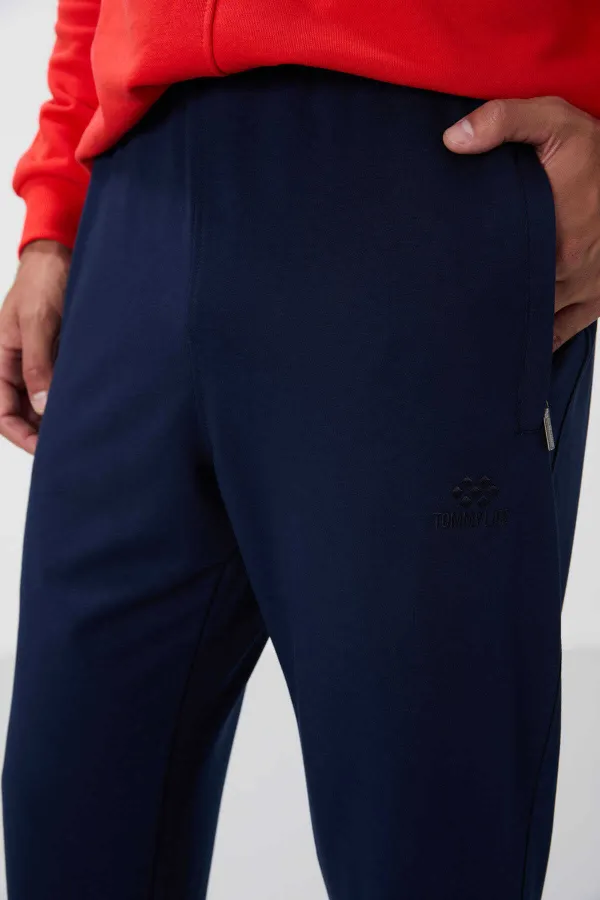 Tommylife Toptan Dar Kalıp Klasik Paça Erkek Eşofman Alt 84669 İndigo