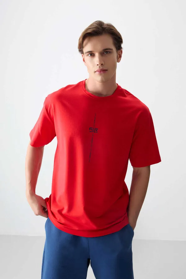 Tommylife Wholesale Crew Neck Oversize Printed Men's T-Shirt 88373 Fiesta