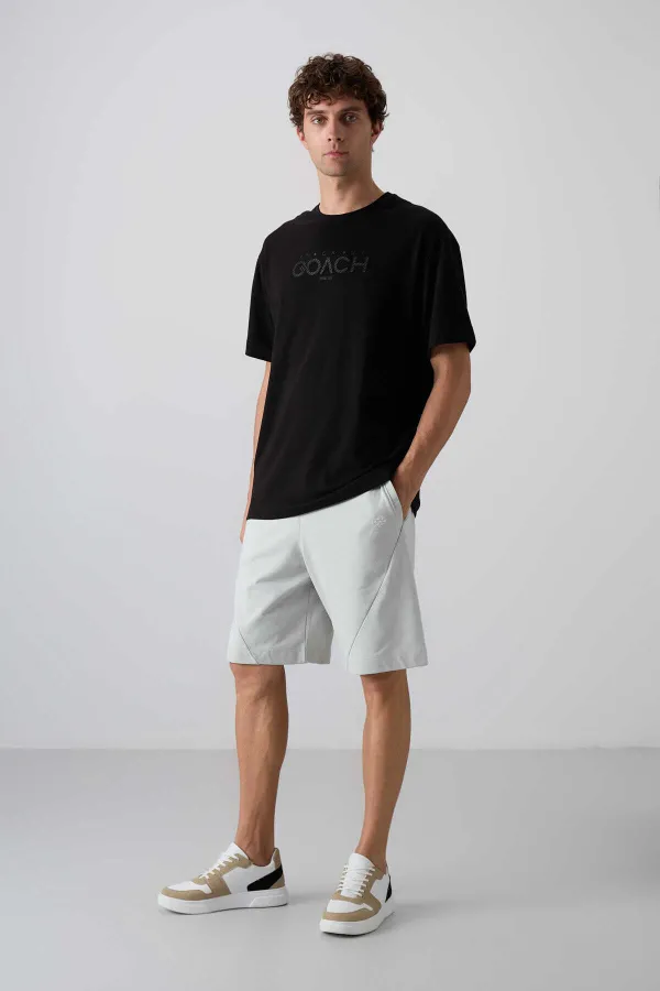 Tommylife Wholesale Crew Neck Oversize Printed Men's T-Shirt 88329 Black