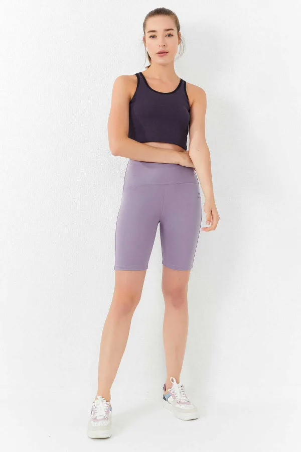 Tommylife Wholesale Purple Basic Sleeveless Slim Fit U-Neck Women's Crop Top Tank Top - 97162