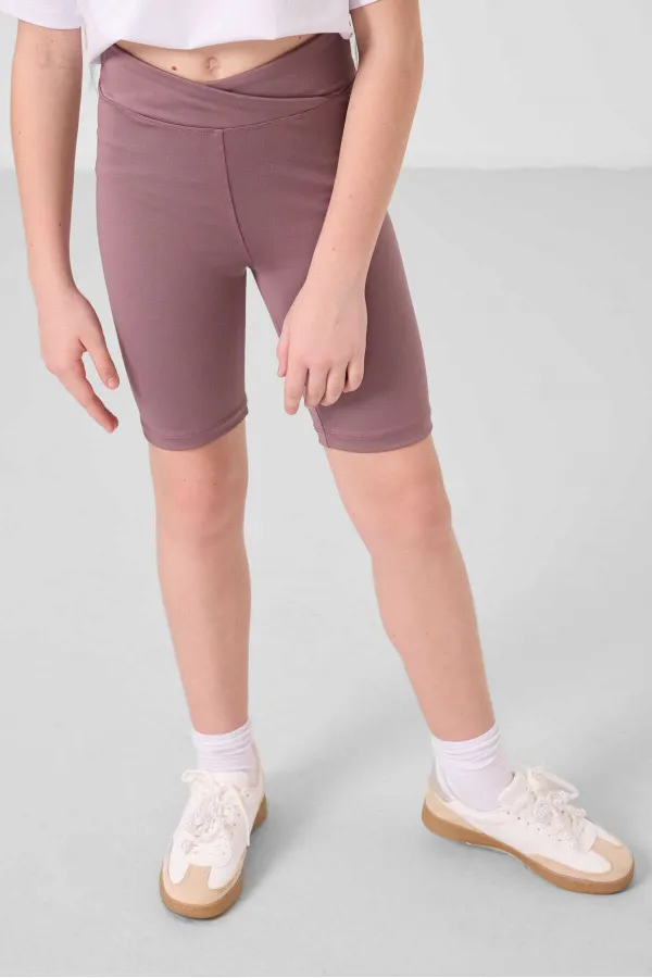 Tommylife Toptan V Yaka Kemer Detaylı Standart Fit Performans Kız Çocuk Tayt Takım 75187 Beyaz Gül kurusu