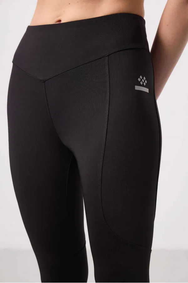 Tommylife Toptan Polyester Standart Fit Esnek Performans Kadın Tayt - 94666 Siyah