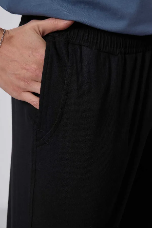 Pantalon chino extensible léger tissé coupe standard Tommylife Wholesale 82175 Noir