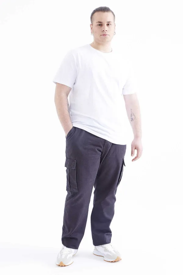 T-shirt homme Tommylife Wholesale blanc basique à manches courtes et col rond, grandes tailles - 88072