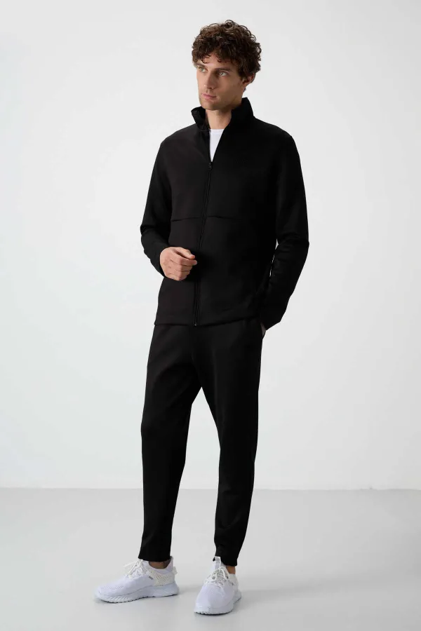 Tommylife Toptan Bran Standart Kalıp Scuba Basic Erkek Eşofman Takım 85199 Siyah