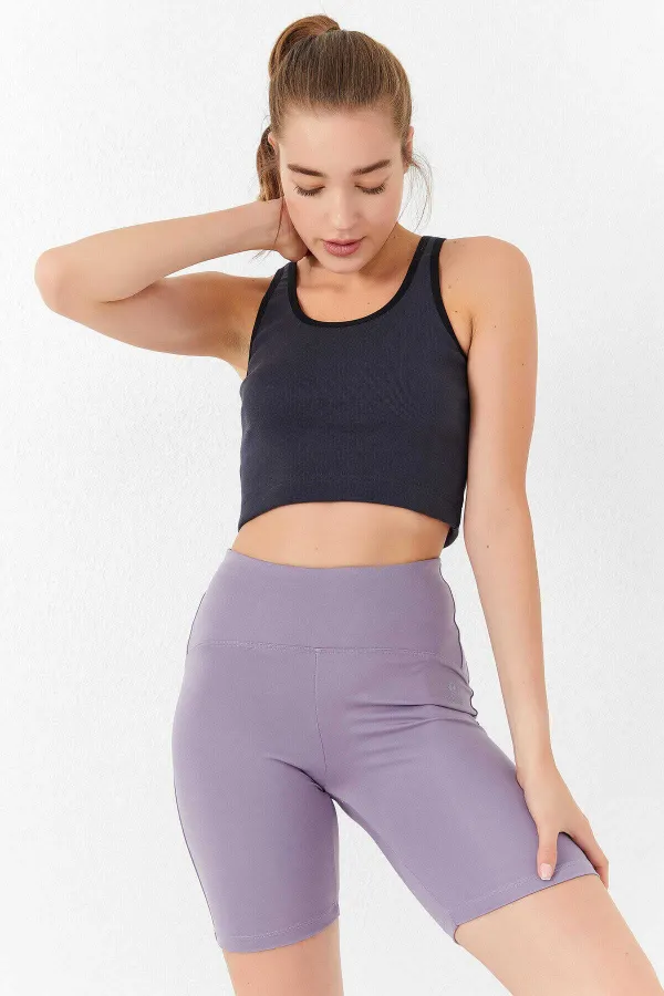 Débardeur court sans manches Tommylife, coupe ajustée, col en U, anthracite, en gros - 97162