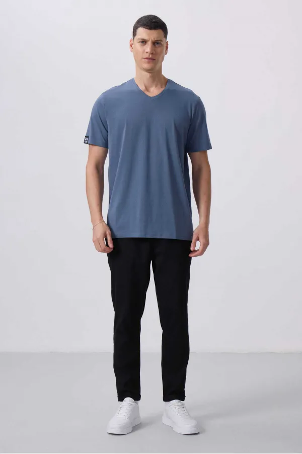 Pantalon chino extensible léger tissé coupe standard Tommylife Wholesale 82175 Noir