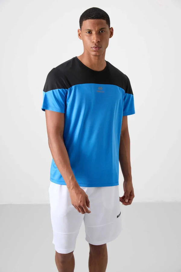 Tommylife Toptan O Yaka Standart Kalıp Aktif Spor Erkek T-Shirt 88386 Saks