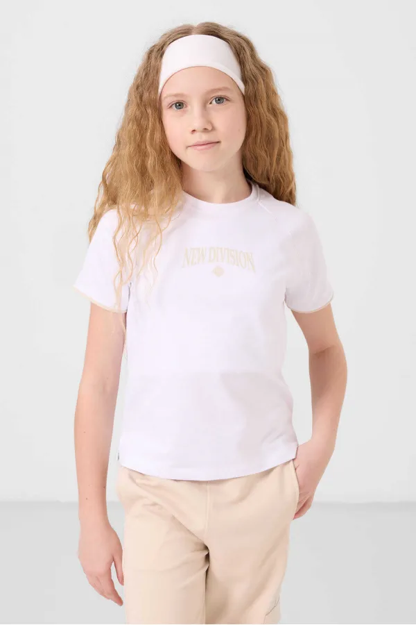 Tommylife Toptan O Yaka Baskılı Lastik Paça Kargo Cepli Kız Çocuk Eşofman Takım 75173 Beyaz Bej