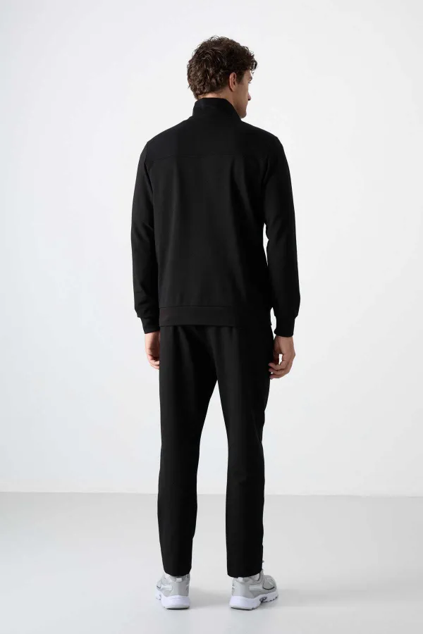 Tommylife Toptan Rahat Kalıp Fermuarlı Sweat Erkek Eşofman Takım 85072 Siyah