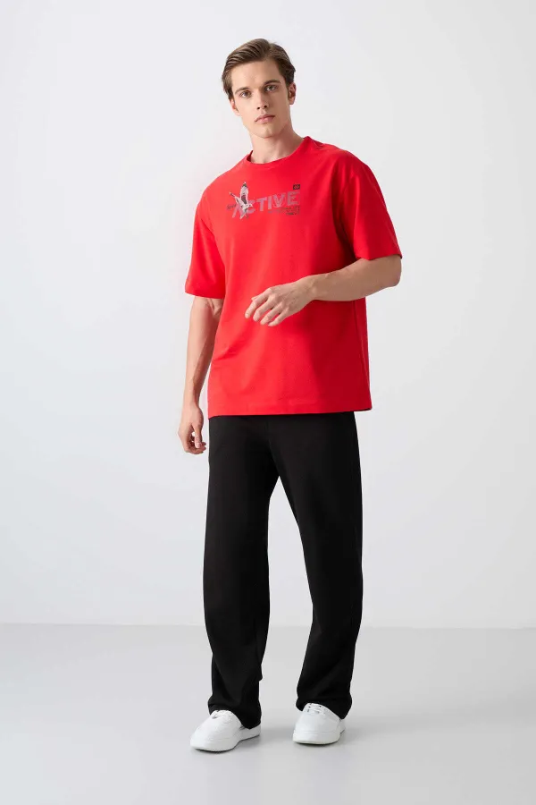 Tommylife Toptan O Yaka Oversize Baskılı Erkek T-Shirt 88344 Fiesta