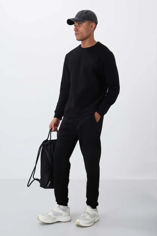 Tommylife Toptan Rahat Kalıp Basic Erkek Eşofman Takım 85265 Siyah