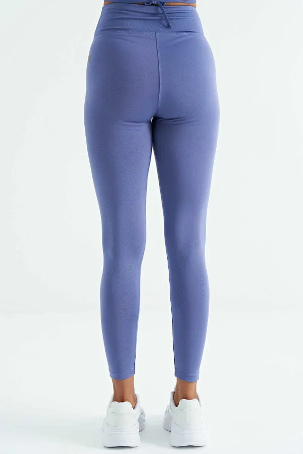 Leggings pour femmes Tommylife, taille haute, coupe slim, imprimé logo violet - 94627