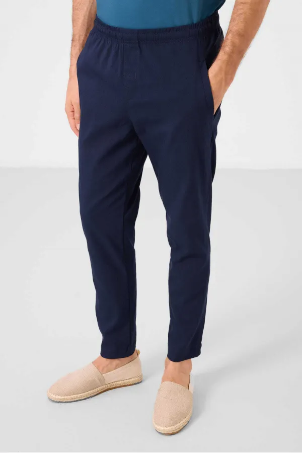 Pantalon chino extensible léger, coupe standard, tissé, Tommylife Wholesale, bleu marine, référence 82179