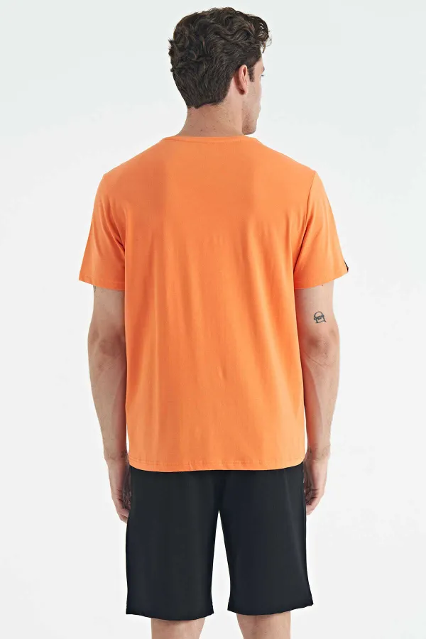 Tommylife Toptan O Yaka Standart Kalıp Basic Erkek T-Shirt 87911 Oranj