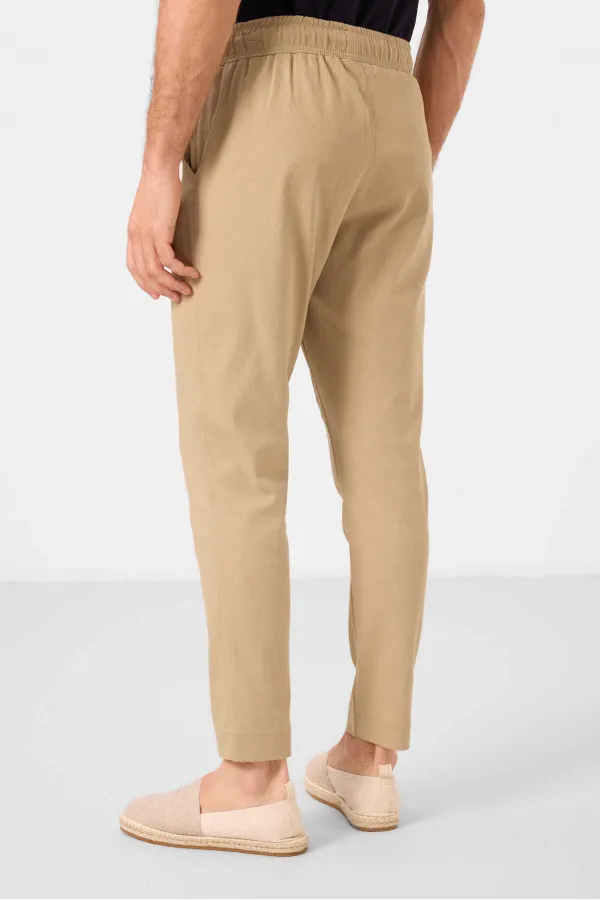 Pantalon chino extensible léger, coupe standard, tissé, Tommylife Wholesale, beige foncé, référence 82177