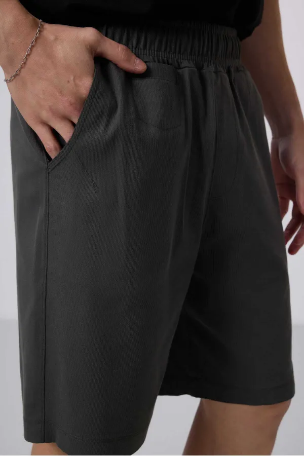 Short chino extensible léger, coupe standard, tissé, Tommylife Wholesale 81290 Anthracite