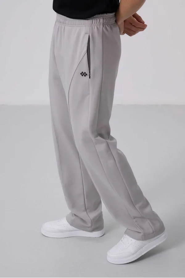 Pantalon palazzo pour homme Tommylife Wholesale, coupe standard, surface texturée, référence 82171, couleur pierre