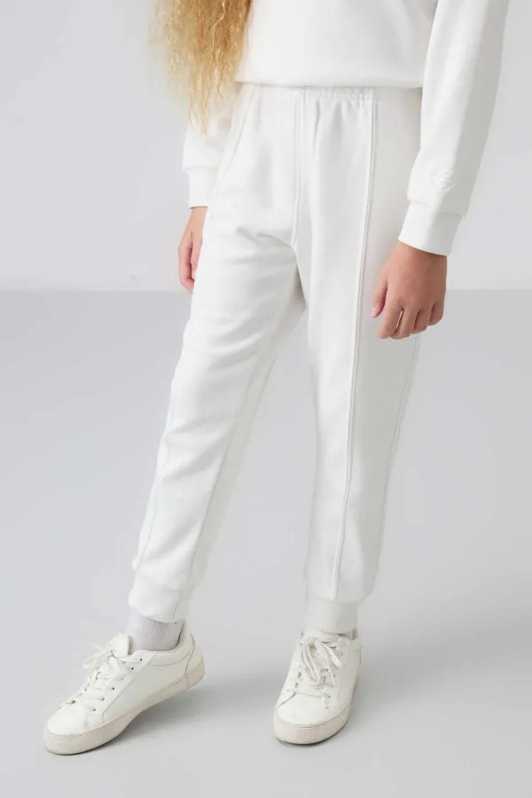 Ensemble de survêtement Tommylife Wholesale pour filles de 3 à 9 ans, col rond, taille oversize, réf. 75145, écru